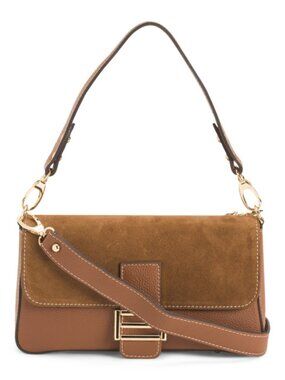 DIVINA FIRENZE Made In Italy Leather Flap Shoulder Bag